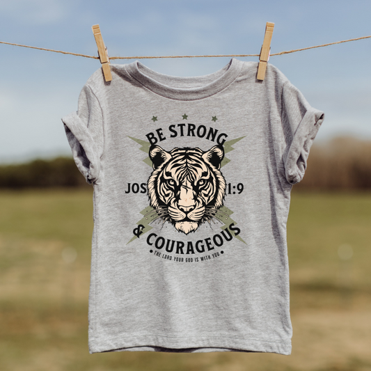 Be Strong & Courageous Lightning Youth Faith Graphic Tee