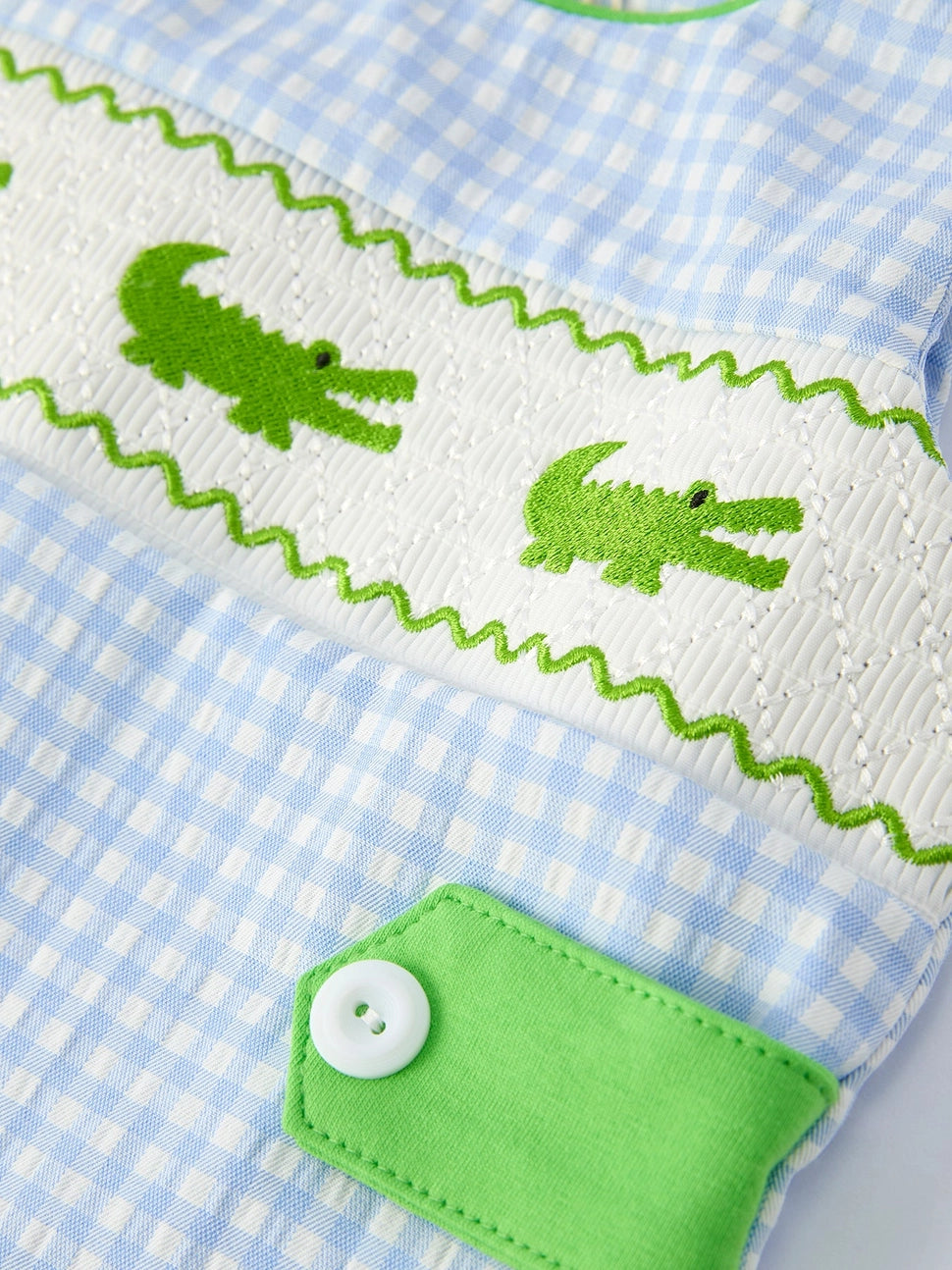 Alligator Embroidered Smocked Romper